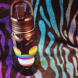 Disney "PRIDE" Stainless Steel Cup with Straw (Rainbow & Black Mickey Mouse)